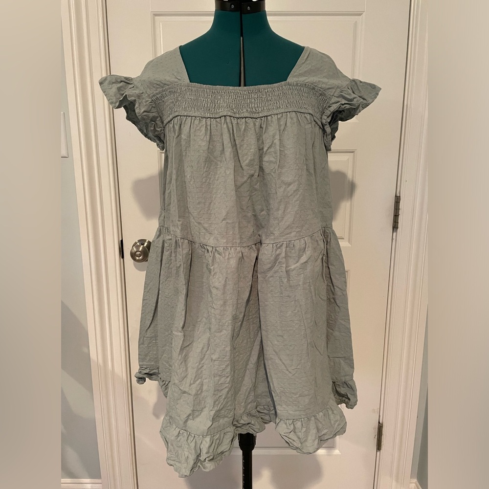 Vestique Mini Dress Mint Green, Size M, Great Condition, Ruffle Sleeve, Babydoll
